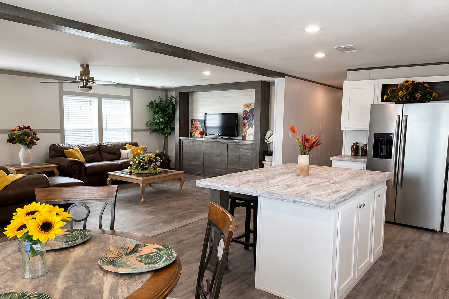 Kitchen and living area of the Lakeland